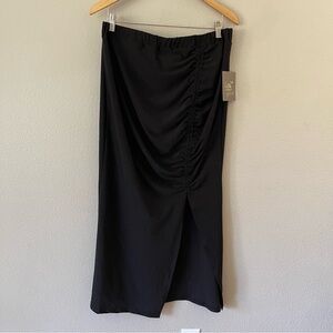 Lark + Grey Maternity Black Maxi Ruched Side Slit Skirt Size XL